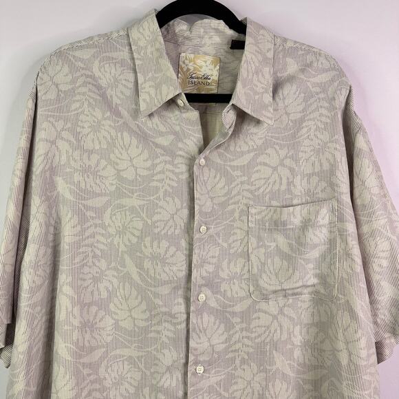Tasso Elba Island Print Hawaiian Shirt Mens 2XL Pink Silk Linen Blend - Picture 5 of 5